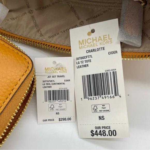 Michael Kors Large Charlotte Tote Bag & Continental Wallet Wristlet